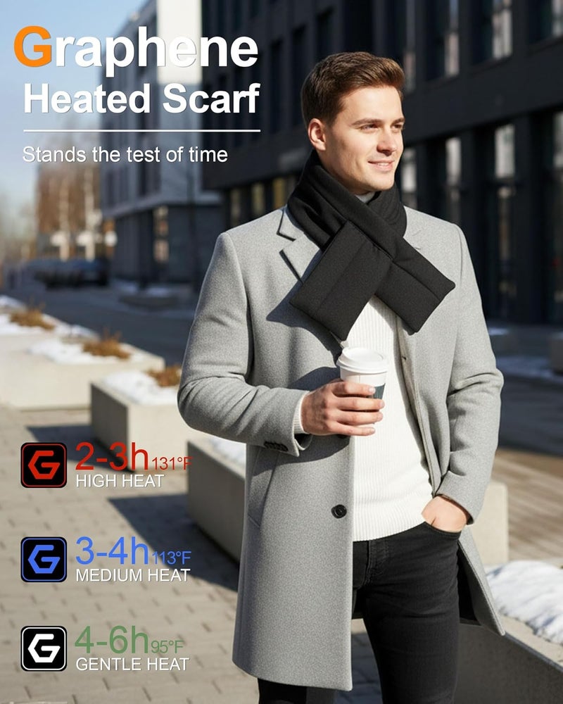 Wulcea Graphene Heated Scarf for Men Women 5V2A 6000mAh Fast Heating Long-Lasting Compact Battery - Image 4